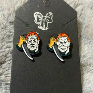 NEW! Michael Myers enamel earrings.